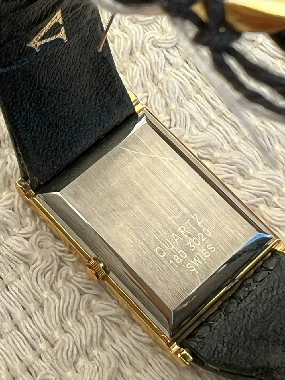 Rare Vintage 80’s Valentino Black and Gold Rectangular Watch